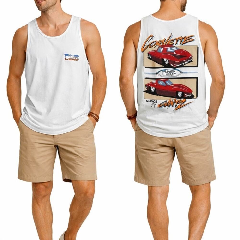 Fruit of the Loom Vintage Corvette Graphic Tank Top Size Large